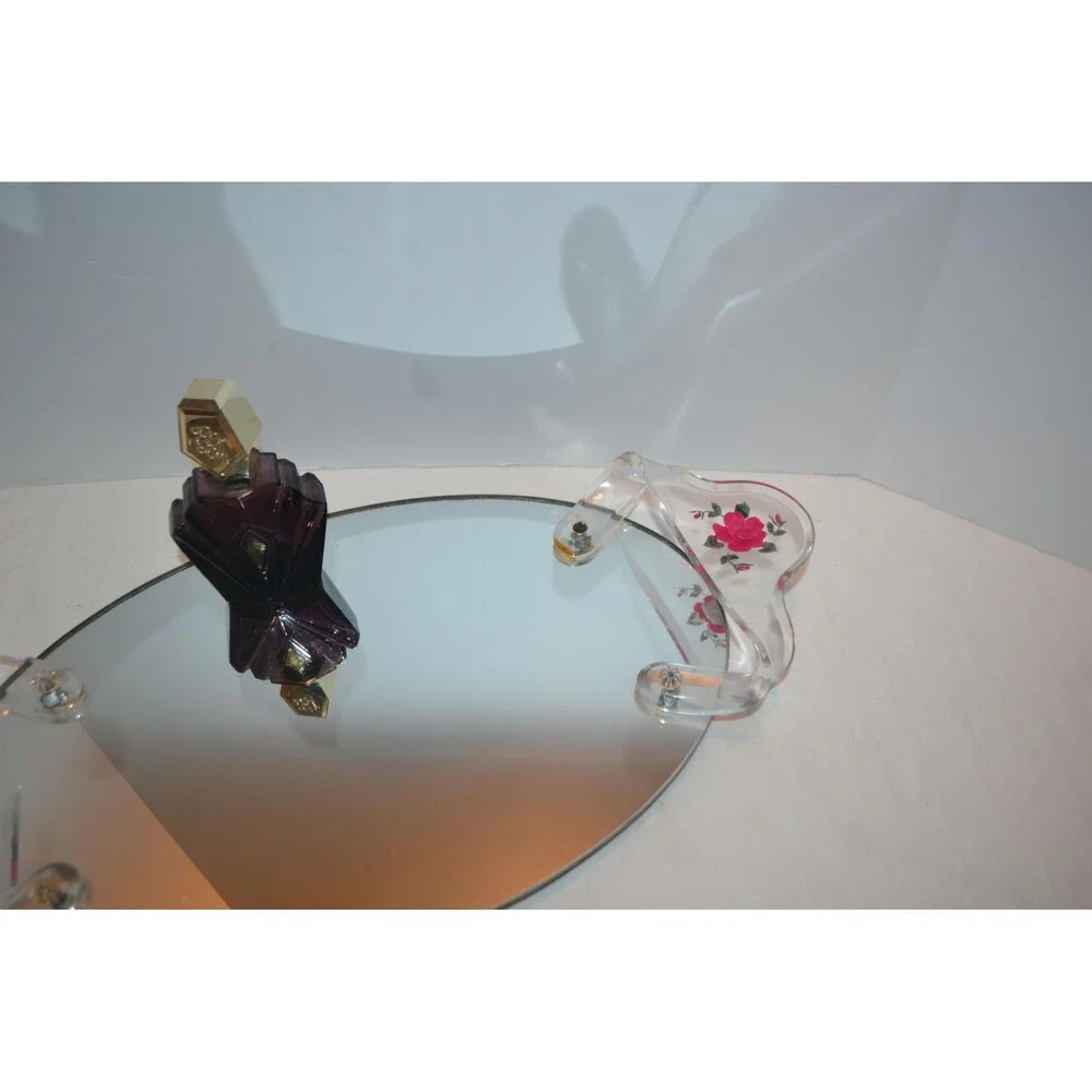 Vintage Glass Tray with Flowers Vanity Dresser